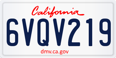 CA license plate 6VQV219