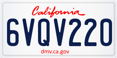 CA license plate 6VQV220