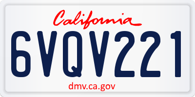 CA license plate 6VQV221