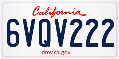 CA license plate 6VQV222