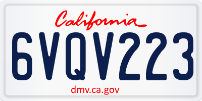 CA license plate 6VQV223