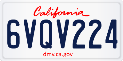 CA license plate 6VQV224