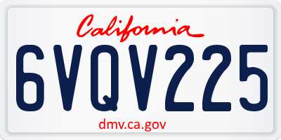 CA license plate 6VQV225
