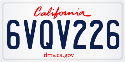 CA license plate 6VQV226