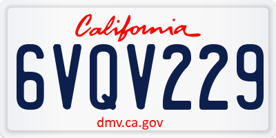CA license plate 6VQV229
