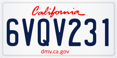 CA license plate 6VQV231