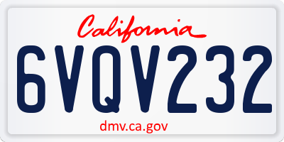 CA license plate 6VQV232