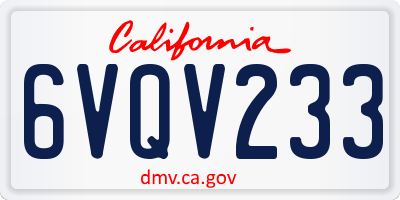 CA license plate 6VQV233