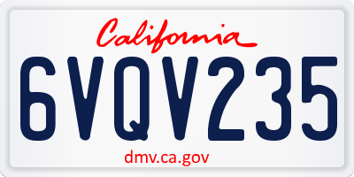 CA license plate 6VQV235