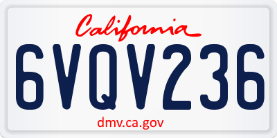 CA license plate 6VQV236
