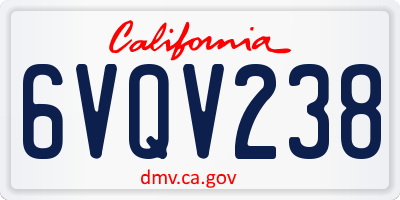 CA license plate 6VQV238