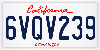 CA license plate 6VQV239