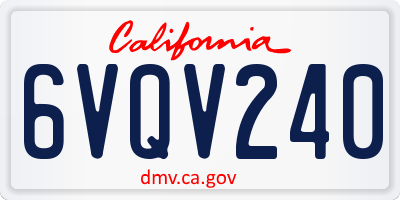 CA license plate 6VQV240