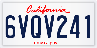 CA license plate 6VQV241