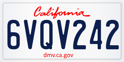 CA license plate 6VQV242