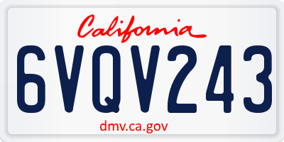 CA license plate 6VQV243