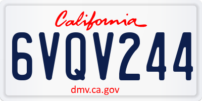 CA license plate 6VQV244