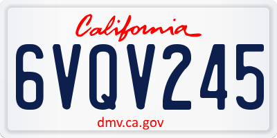 CA license plate 6VQV245