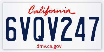 CA license plate 6VQV247