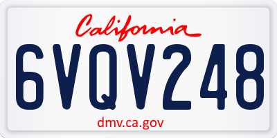 CA license plate 6VQV248