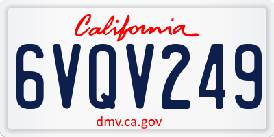 CA license plate 6VQV249