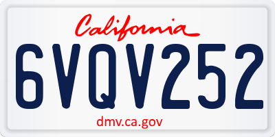 CA license plate 6VQV252