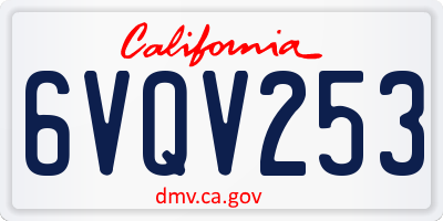 CA license plate 6VQV253