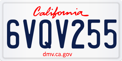 CA license plate 6VQV255