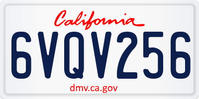 CA license plate 6VQV256