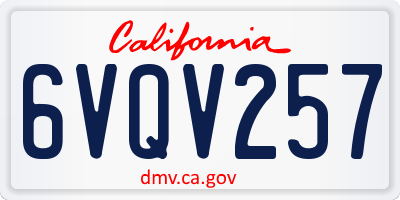 CA license plate 6VQV257