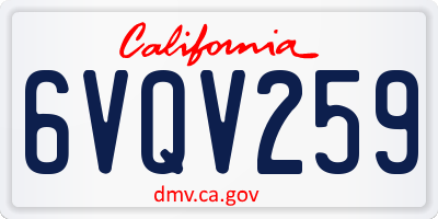 CA license plate 6VQV259