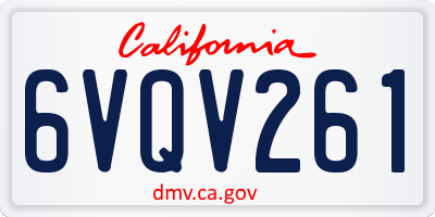 CA license plate 6VQV261