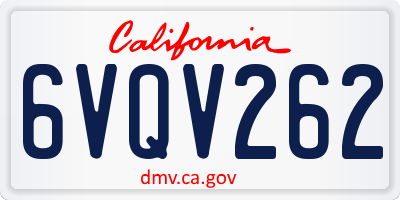 CA license plate 6VQV262
