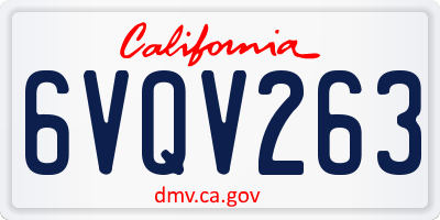 CA license plate 6VQV263