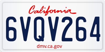CA license plate 6VQV264