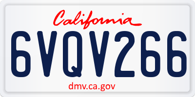 CA license plate 6VQV266
