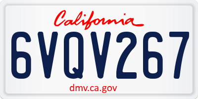 CA license plate 6VQV267