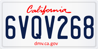 CA license plate 6VQV268