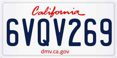 CA license plate 6VQV269