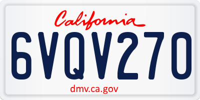 CA license plate 6VQV270