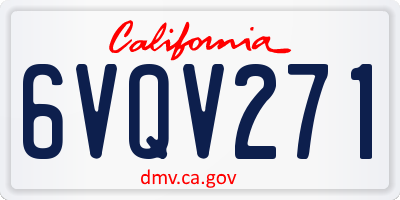 CA license plate 6VQV271