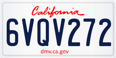 CA license plate 6VQV272