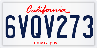 CA license plate 6VQV273