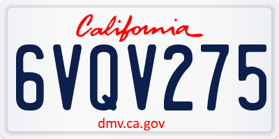 CA license plate 6VQV275