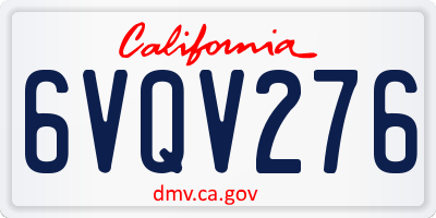 CA license plate 6VQV276