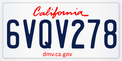 CA license plate 6VQV278