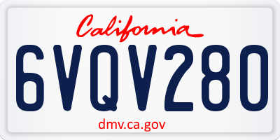 CA license plate 6VQV280