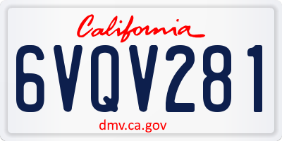 CA license plate 6VQV281