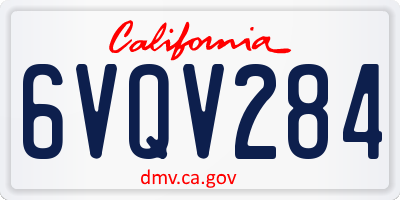 CA license plate 6VQV284