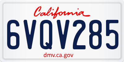 CA license plate 6VQV285